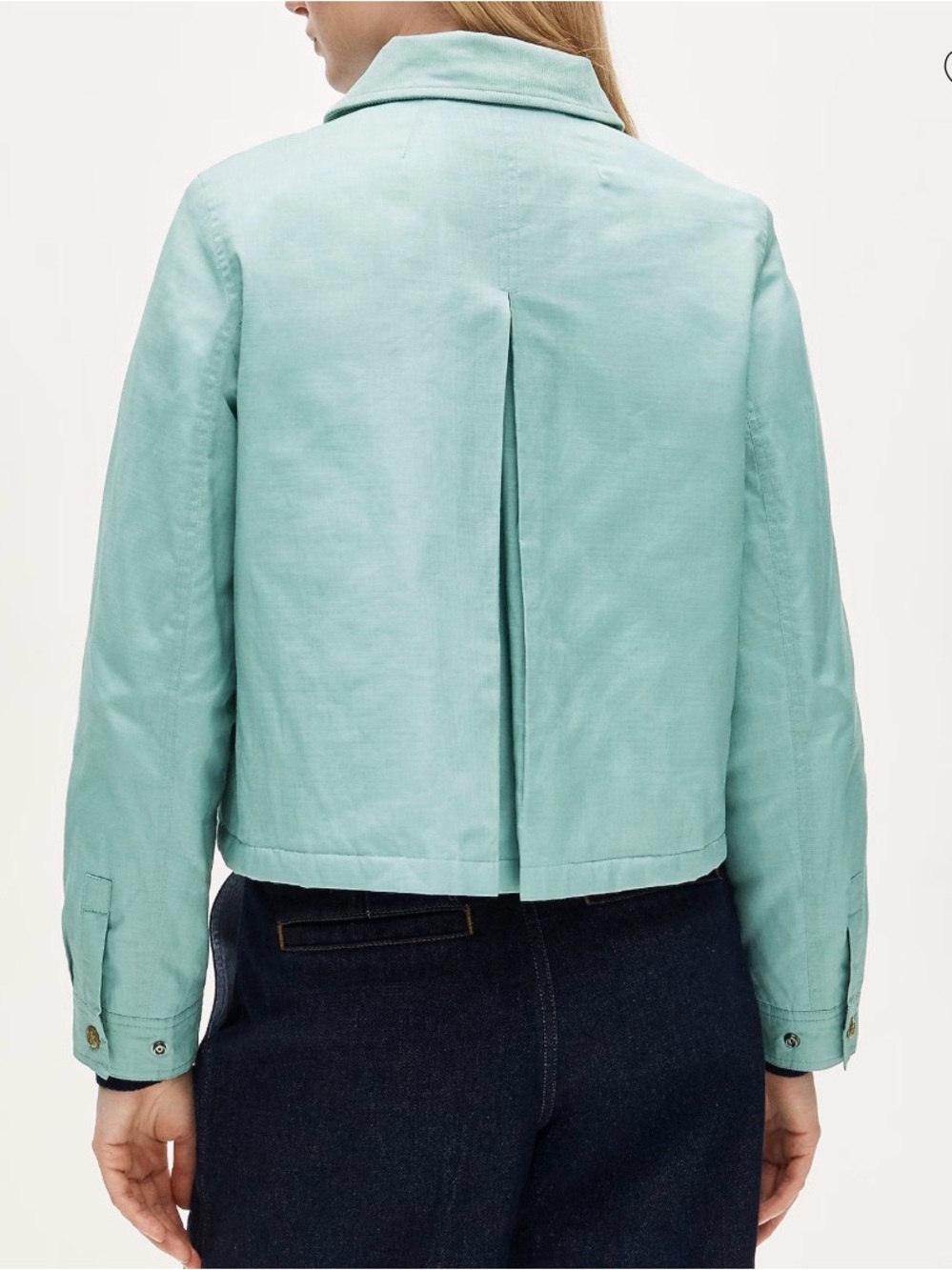 J. Crew Cropped Barn Jacket Ripstop Cotton Smoky Seaglass Green Sz S Primaloft - Picture 3 of 16